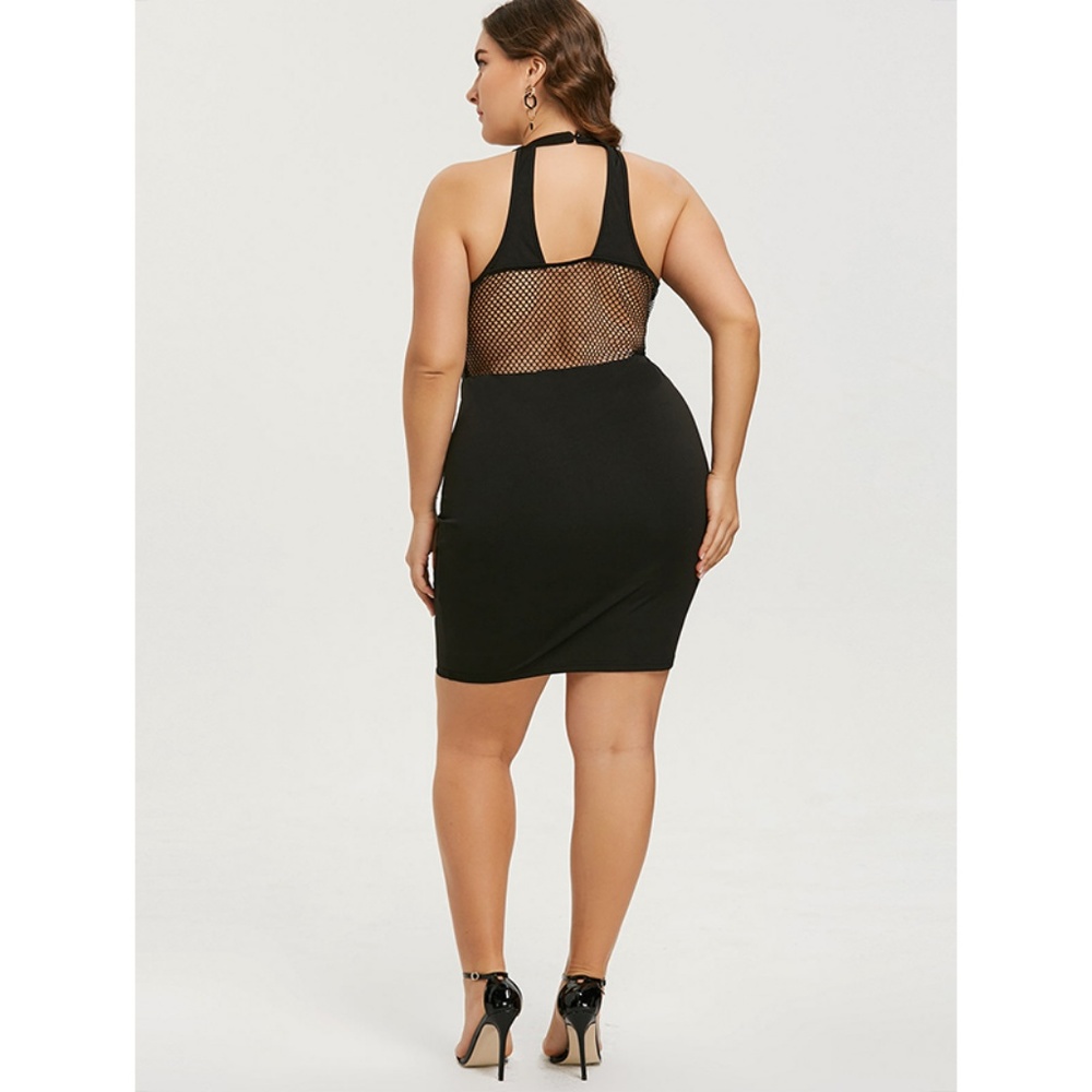 ❤ Plus Size Mini Cut Out Bodycon Dress - Black ❤ - Picture 4 of 8